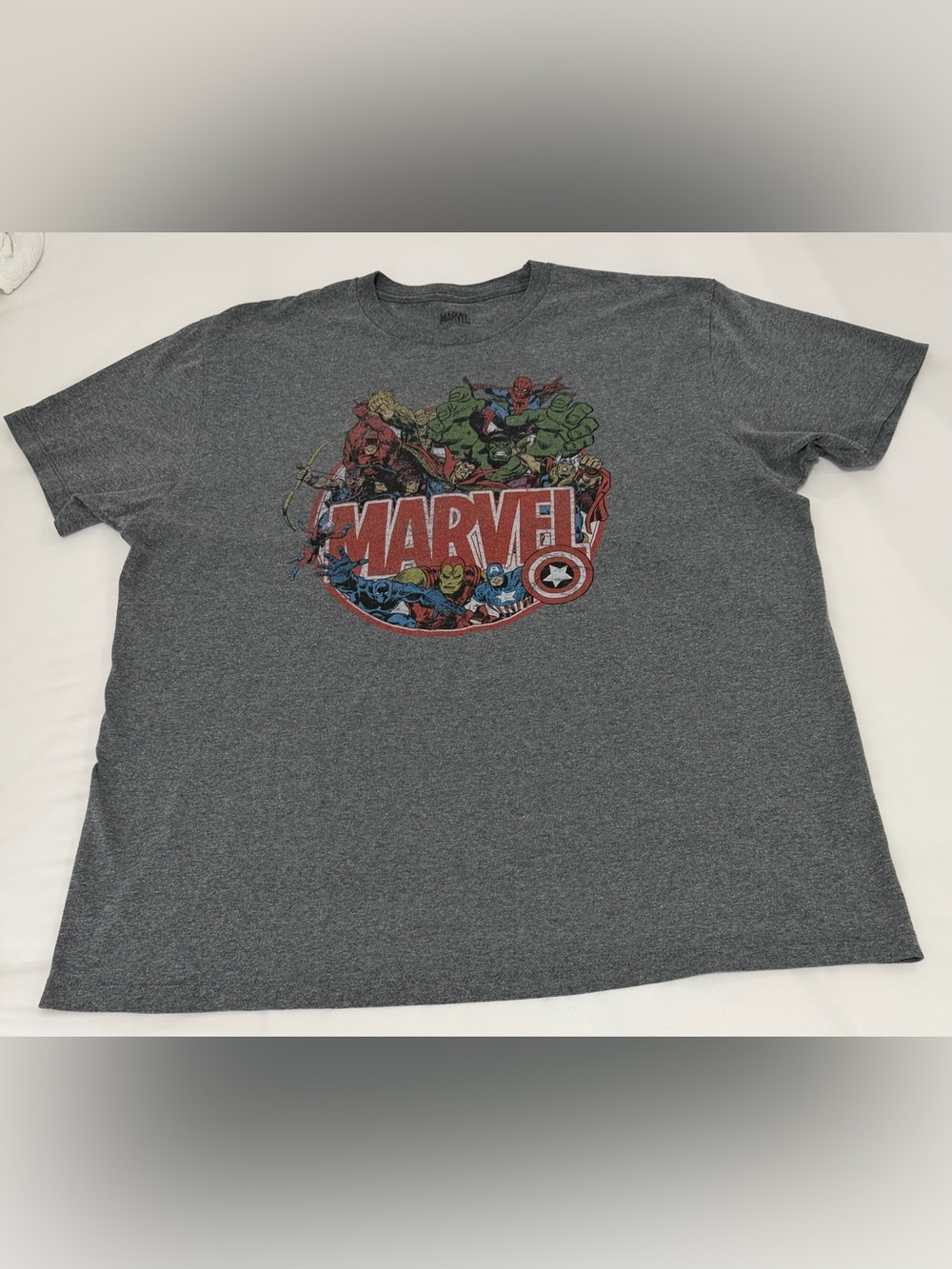 Marvel Short Sleeve Tee - Gray with Graphic Marvel Characters